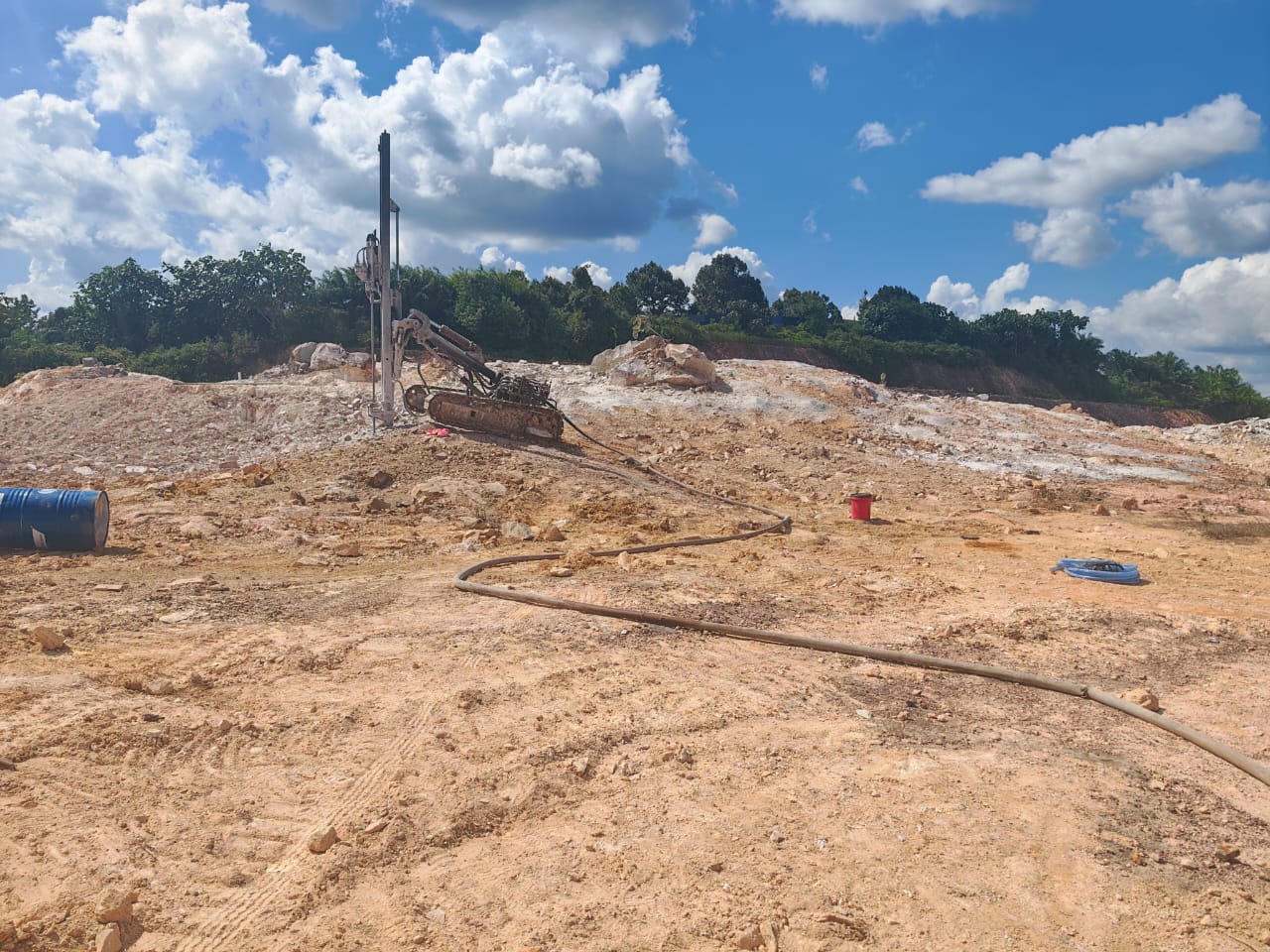 Crawler drill carrying out blast-hole drilling